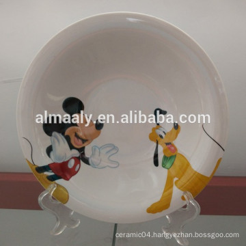 thick edge porcelain plate with mickey decal